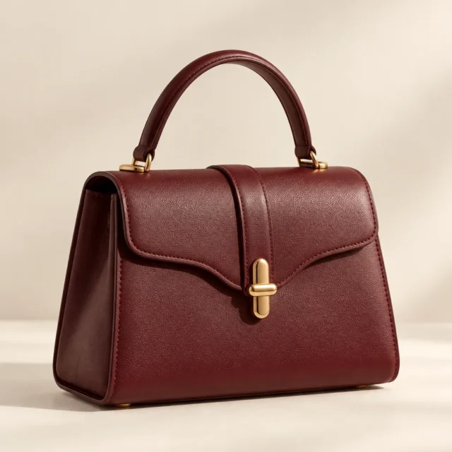 Bolsa feminina estruturada em tom vinho